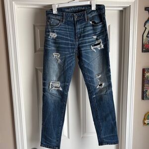 American Eagle Outfitters Men's Ripped Dark Blue Skinny Jeans